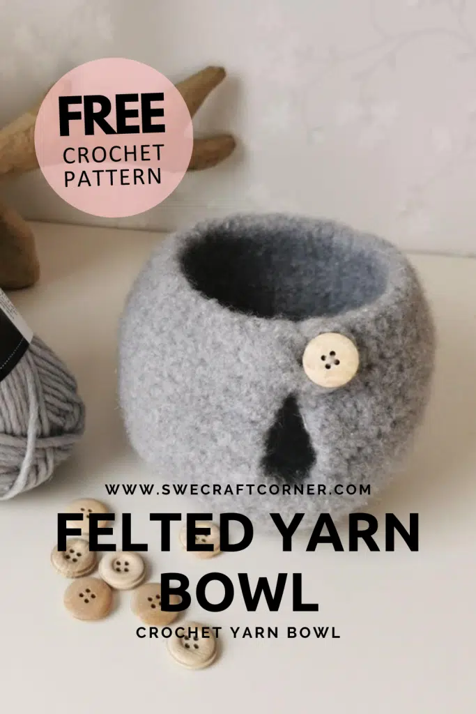 Felted yarn bowl Pinterest 683x1024 - FREE crochet pattern - Yarn bowl